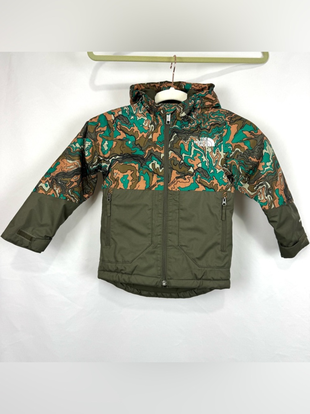 The North Face Kids' Insulated Winter Hooded Jacket Taupe Green Terrain Size 4T